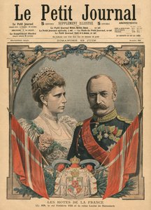 Gäster från Frankrike, kung Fredrik VIII (1843-1912) och drottning Louise (1851-1926) av Danmark, illustration från 